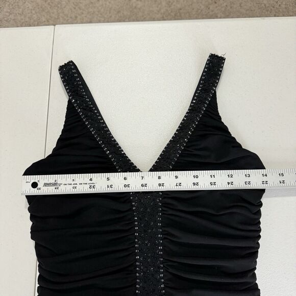 Vintage Laundry By Shelli Segal Womens Dress 0 Black Beaded Jersey Knit Maxi Y2K - Picture 8 of 15